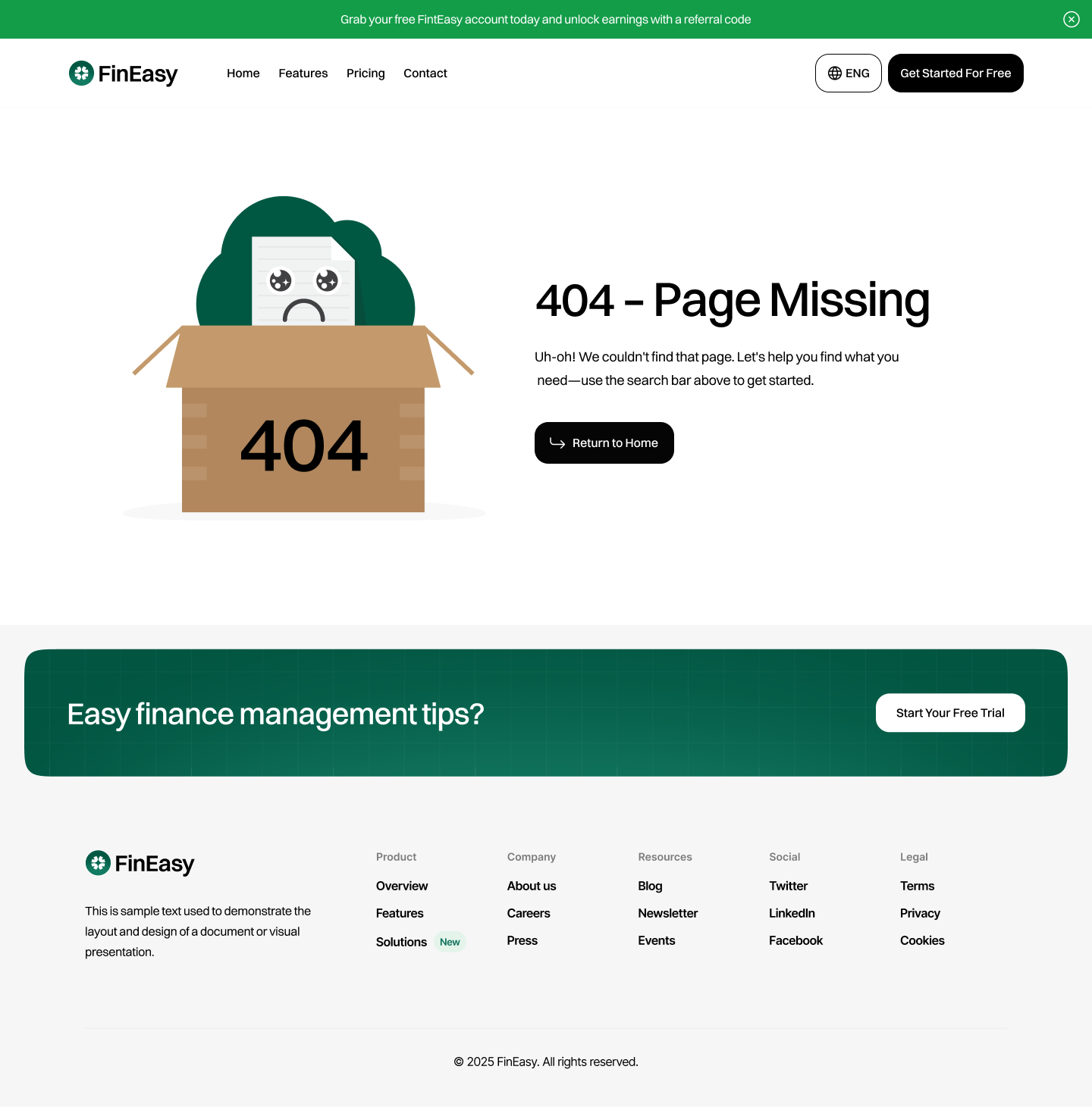 FinEasy Error Template