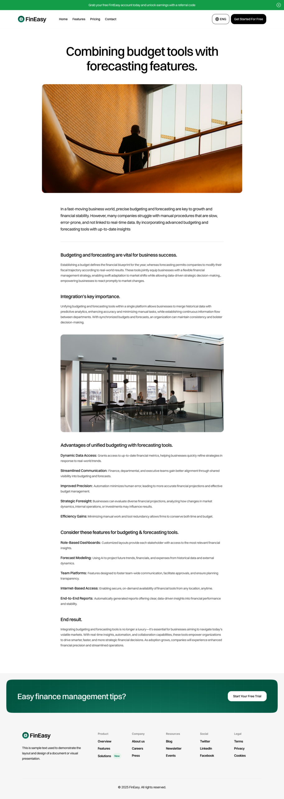 FinEasy Single Post Template