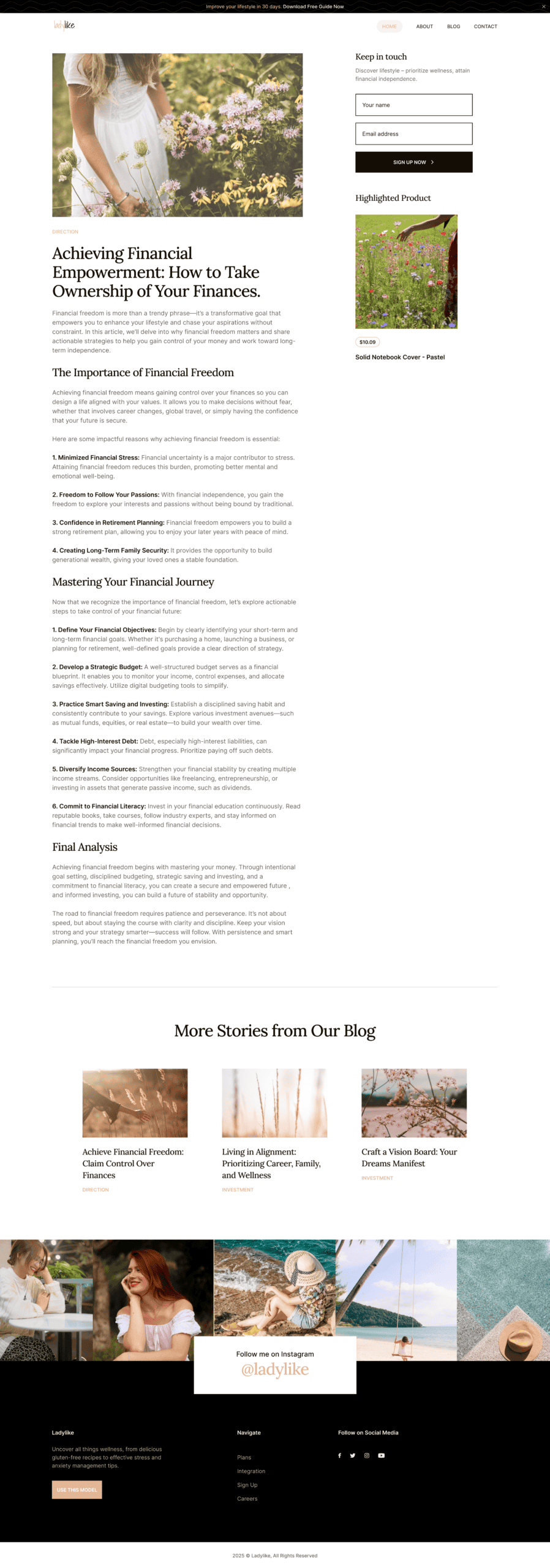 LadyLike Single Blog Template