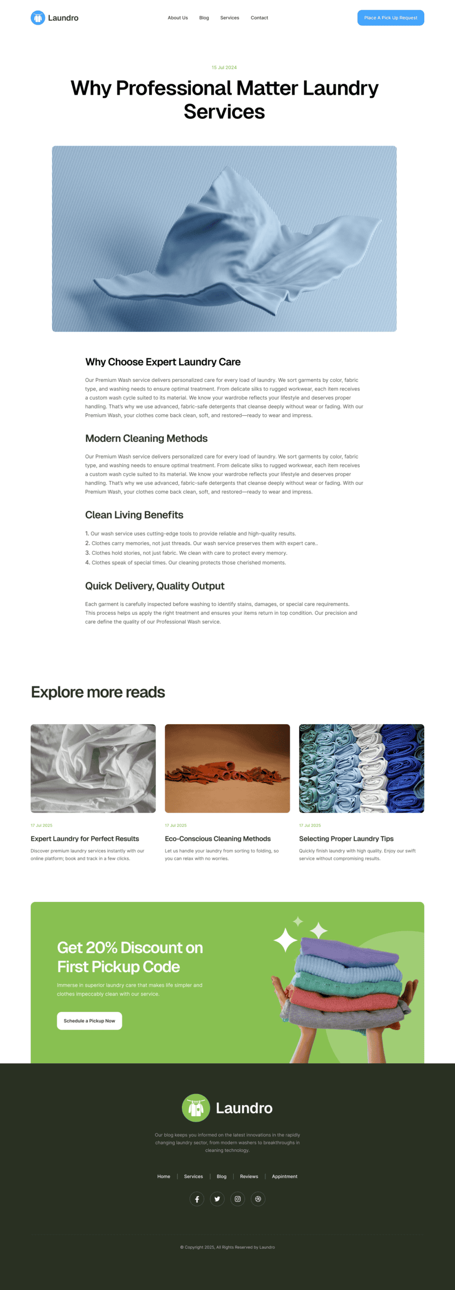 Laundro Single Blog Template